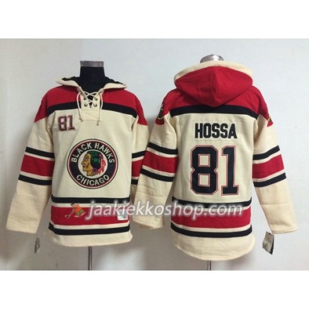 Miehille NHL Chicago Blackhawks Marian Hossa 81 Valkoinen Sawyer Hooded Sweatshirt